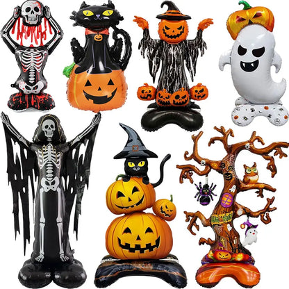 Halloween Inflatable Standing Bat & Pumpkin Foil Balloons Party Decor