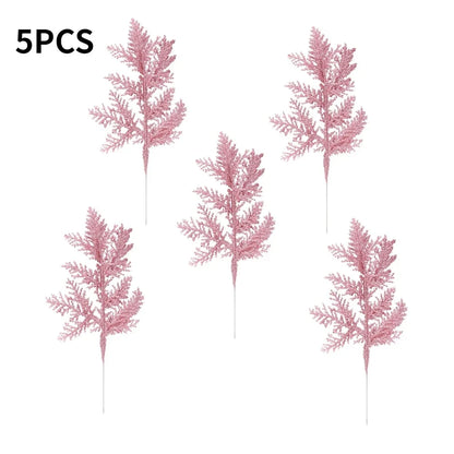 10/5Pcs Artificial Plants Pine Branches Christmas Glitter
