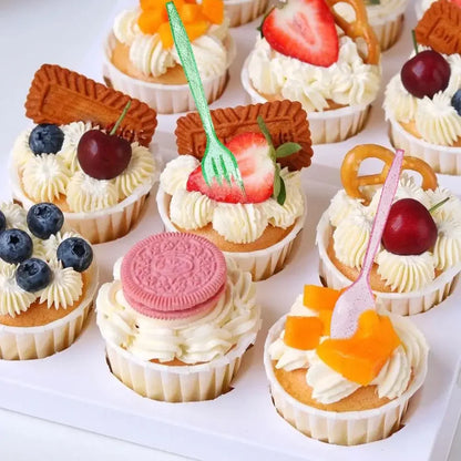 48-Piece Pastel Plastic Cutlery Set - Reusable Spoons, Forks & Knives
