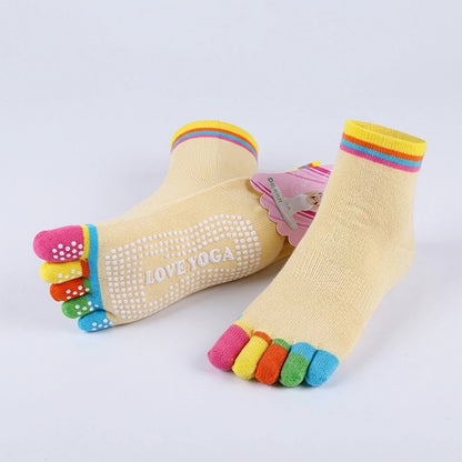Women's Anti-Slip Five-Toe Cotton Yoga & Sports Socks