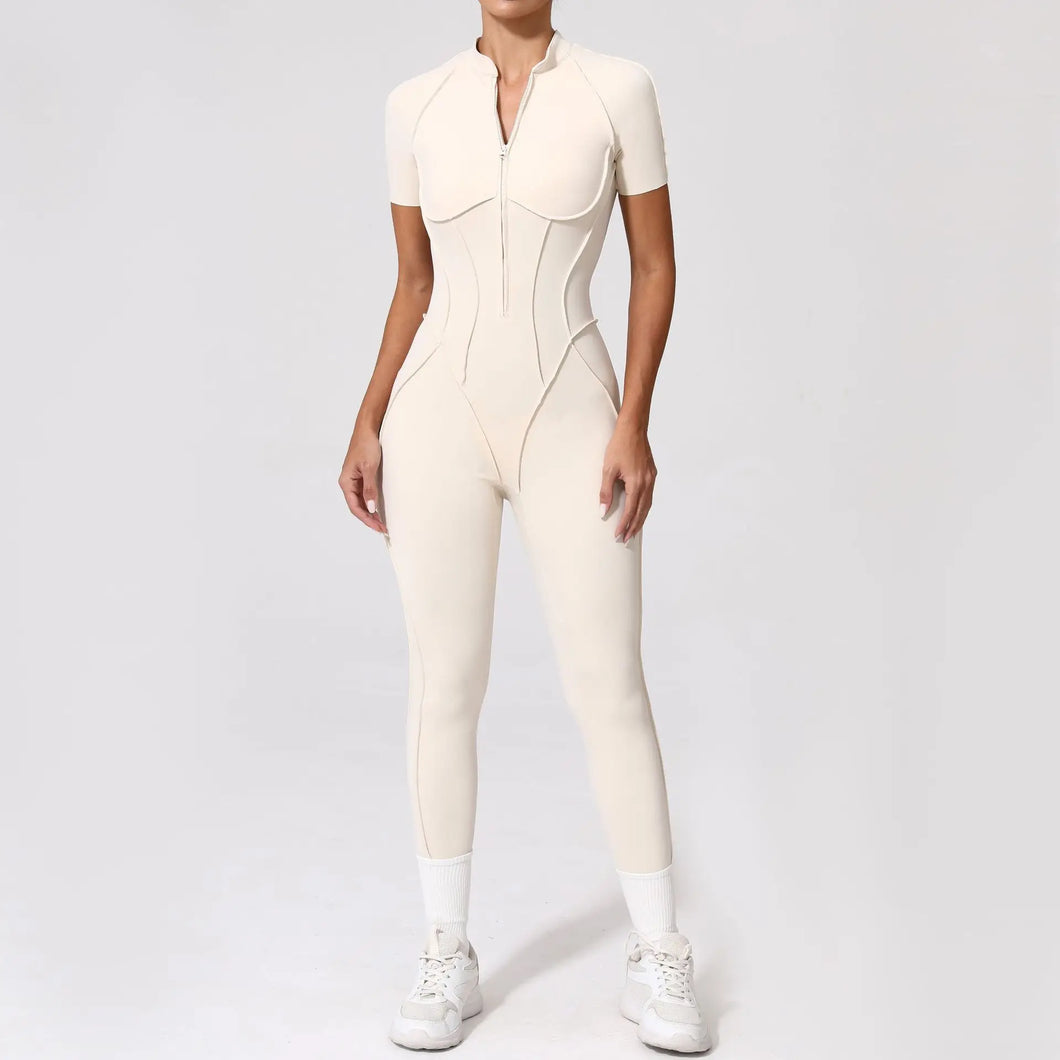 Jumpsuit with 3D Half Zip Sleeveless