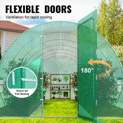 SucceBuy Walk-in Tunnel Greenhouse with Galvanized Steel Frame & Swing Door