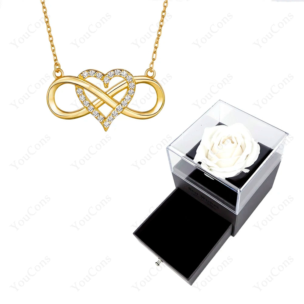 Luxury Heart Pendant Necklace with Rose Gift Box