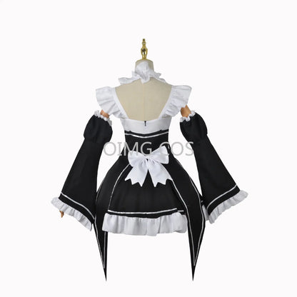 Re:Zero Ram & Rem Maid Cosplay Costume – Complete Anime Maid Uniform Dress & Headdress Set
