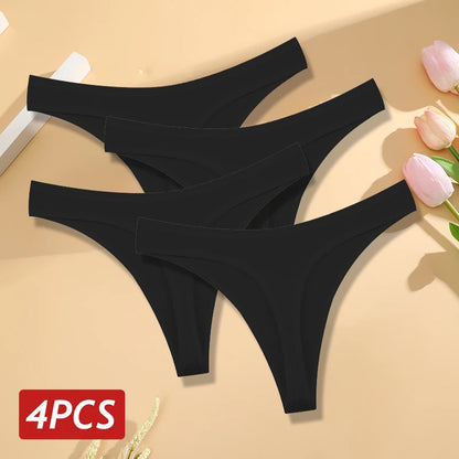 4PCS Cotton Seamless Low Rise Thongs