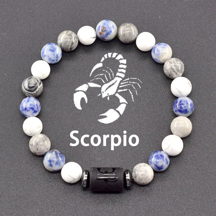 12 Zodiac Sign Natural Bead Bracelet for Men & Women