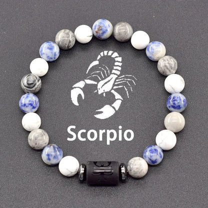 12 Zodiac Sign Natural Bead Bracelet for Men & Women