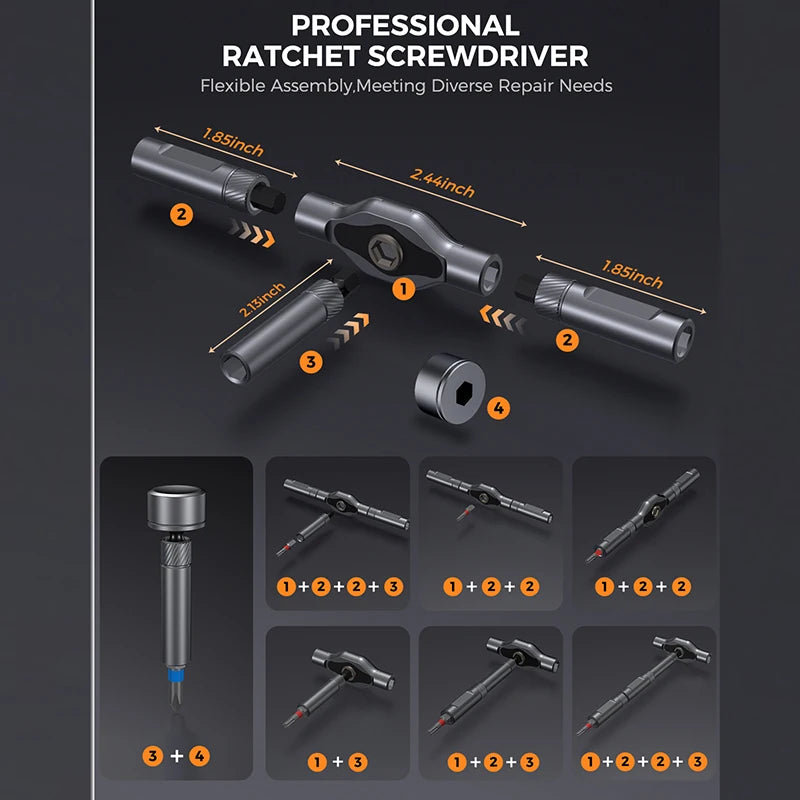 Ratchet Screwdriver Set Detachable Ratchet T Handle