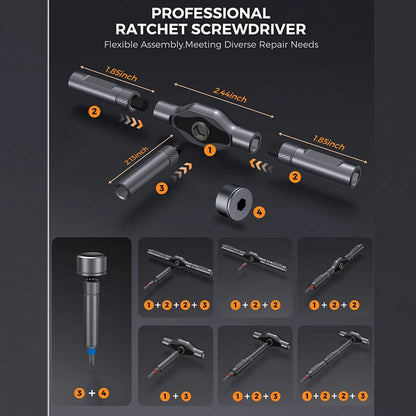 Ratchet Screwdriver Set Detachable Ratchet T Handle