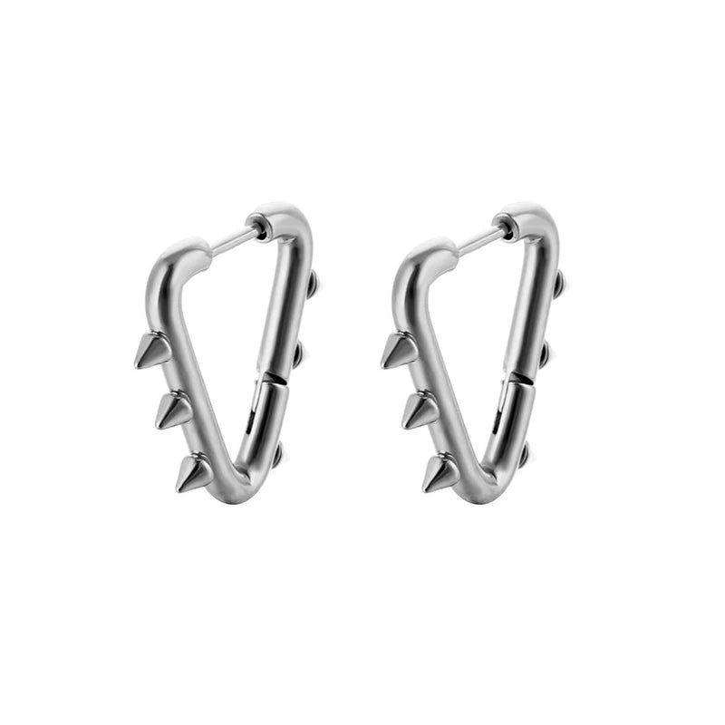 Stainless Steel Spike Huggie Hoop Earrings – Gothic & Punk Unisex Jewelry