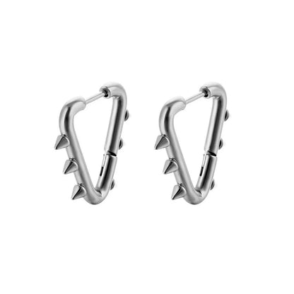 Stainless Steel Spike Huggie Hoop Earrings – Gothic & Punk Unisex Jewelry