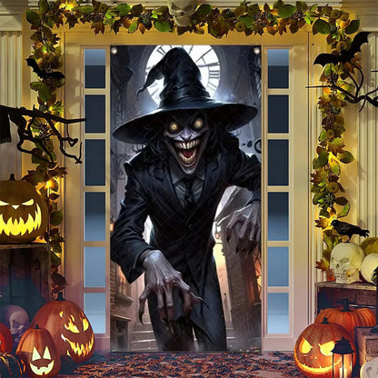 Spooky Ghostly Clown Door Curtain Backdrop