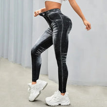 Printed High Waist Seamless Perforated Fake Pocket Leggings
