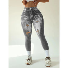 Printed High Waist Seamless Perforated Fake Pocket Leggings