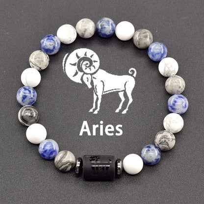12 Zodiac Sign Natural Bead Bracelet for Men & Women