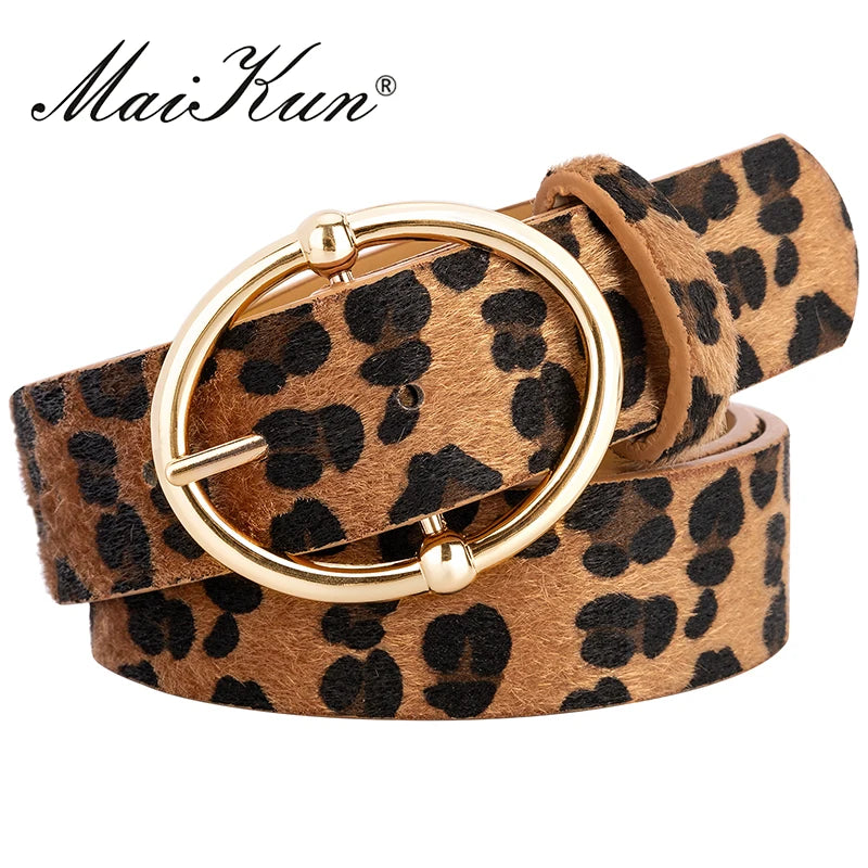 Leopard Print Irregular Alloy Pin Buckle Belt