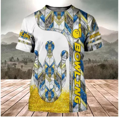 Vintage Strike Pin Graphic Bowling Shirt