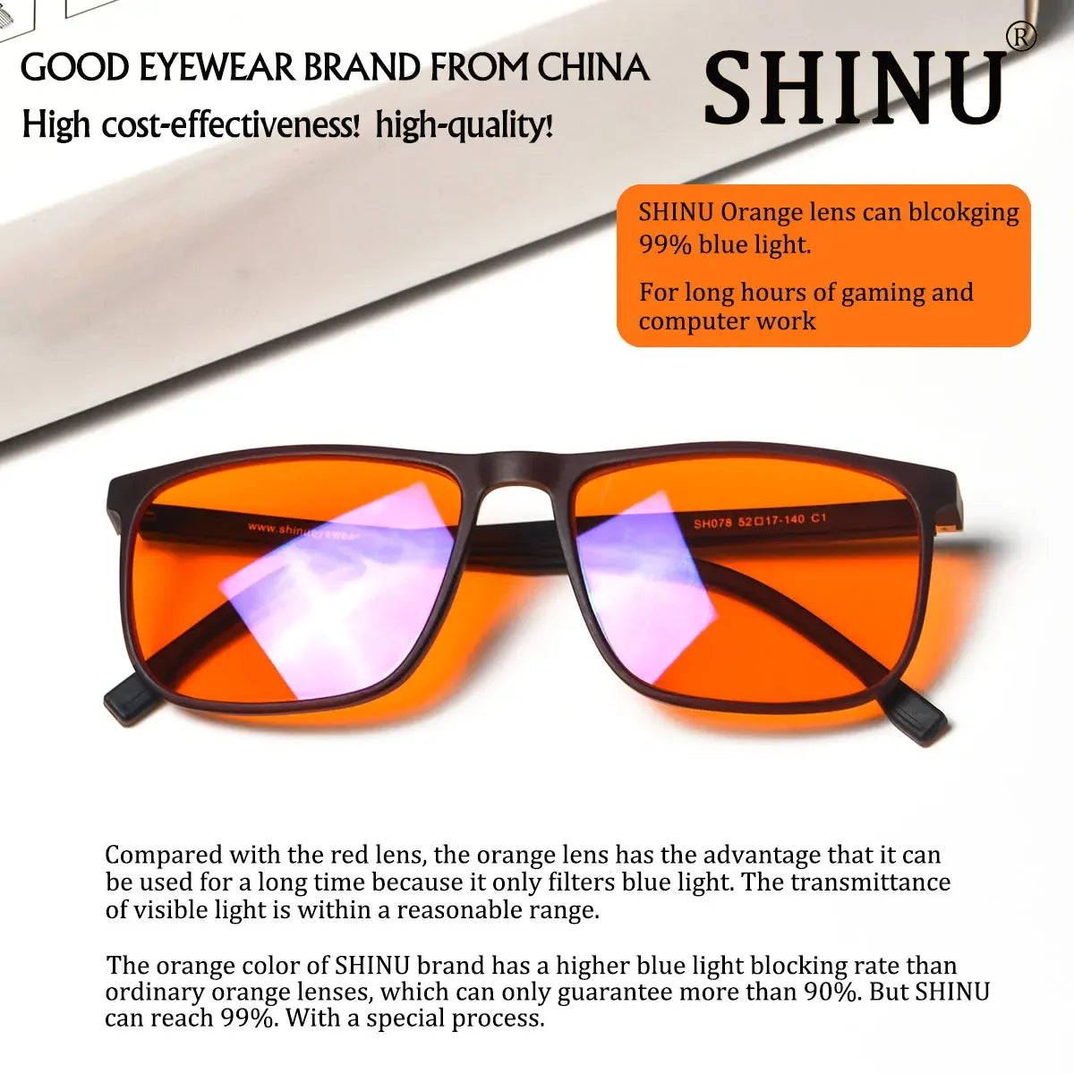 Blue Light Blocking Eliminate Eye Strain Glasses