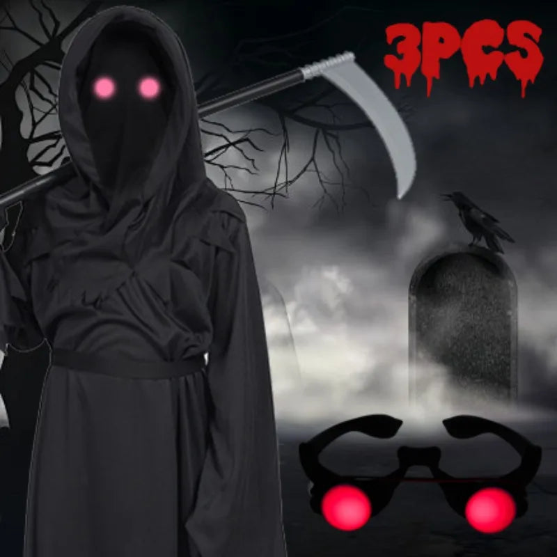 Glow-in-the-Dark LED Red Eye Horror Glasses for Halloween