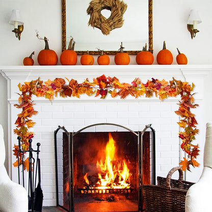 Artificial Fall Leaf Wreath & Hanging Garland (100cm)