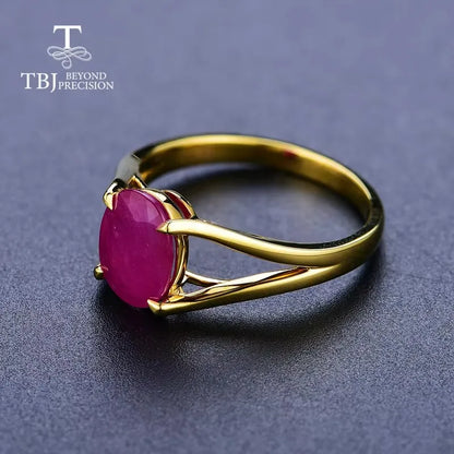Women's 14K Gold Oval Natural Ruby Statement Ring