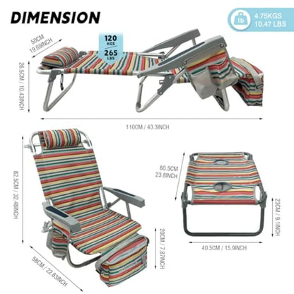 Backpack Beach Chair with Folding Camping Table