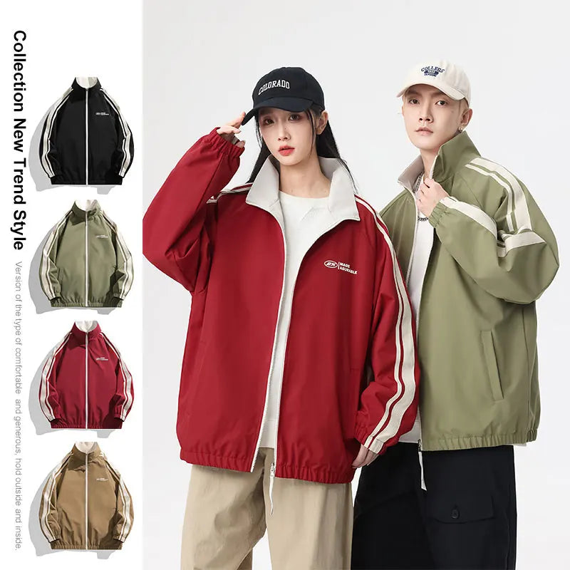 Unisex Reversible Outdoor Windproof Jacket – Splashproof Double-Sided Coat