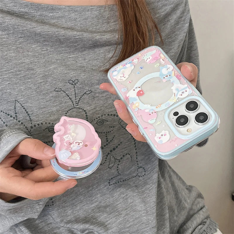 Cute Dolphin Magnetic Phone Case with Stand