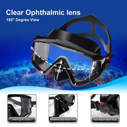 EXP VISION 3-Window Panoramic Snorkeling Mask & Dry Snorkel Set