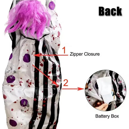 Animated Hanging Halloween Clown with Glowing Eyes & Sound Effects