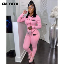 Body Letter Piece Zipper Fly Hoodie and Pants Set