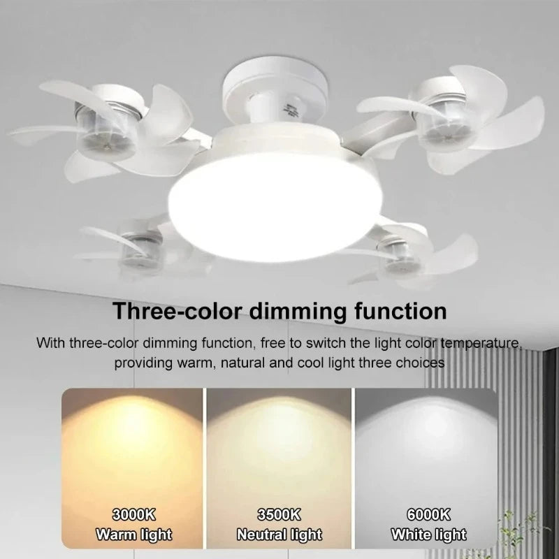 Modern Drone-Style LED Ceiling Fan Light with Remote Control & Dimmable Colors