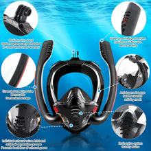 Full Face  Double Tube Black Snorkel Mask