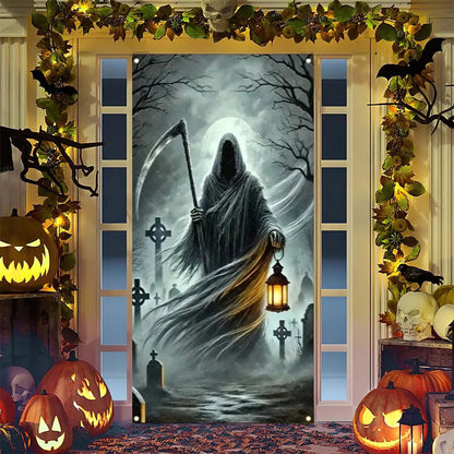 Spooky Ghostly Clown Door Curtain Backdrop