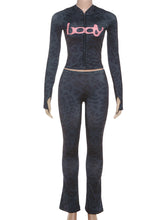 Printed 2Pce Hooded Crop Jacket + Leggings Set