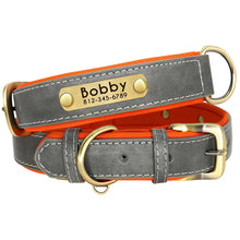 Leather Dog Collar Leash Set Soft Padded