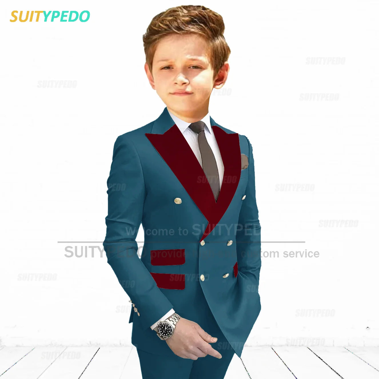 Slim Fit Peaked Lapel Formal Blazer and Pants Two Piece Suit