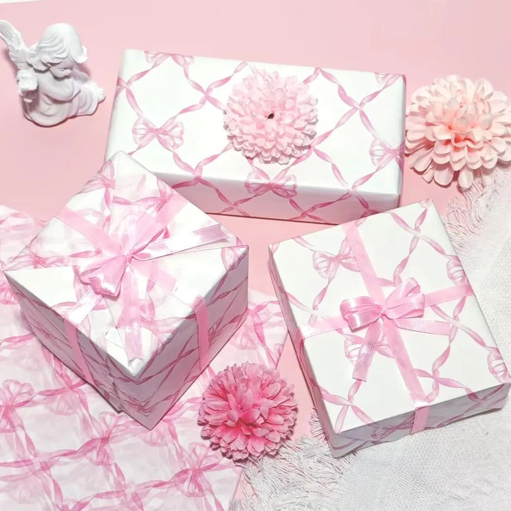 10 Sheets 20x14inch Pink Bow Tissue Paper