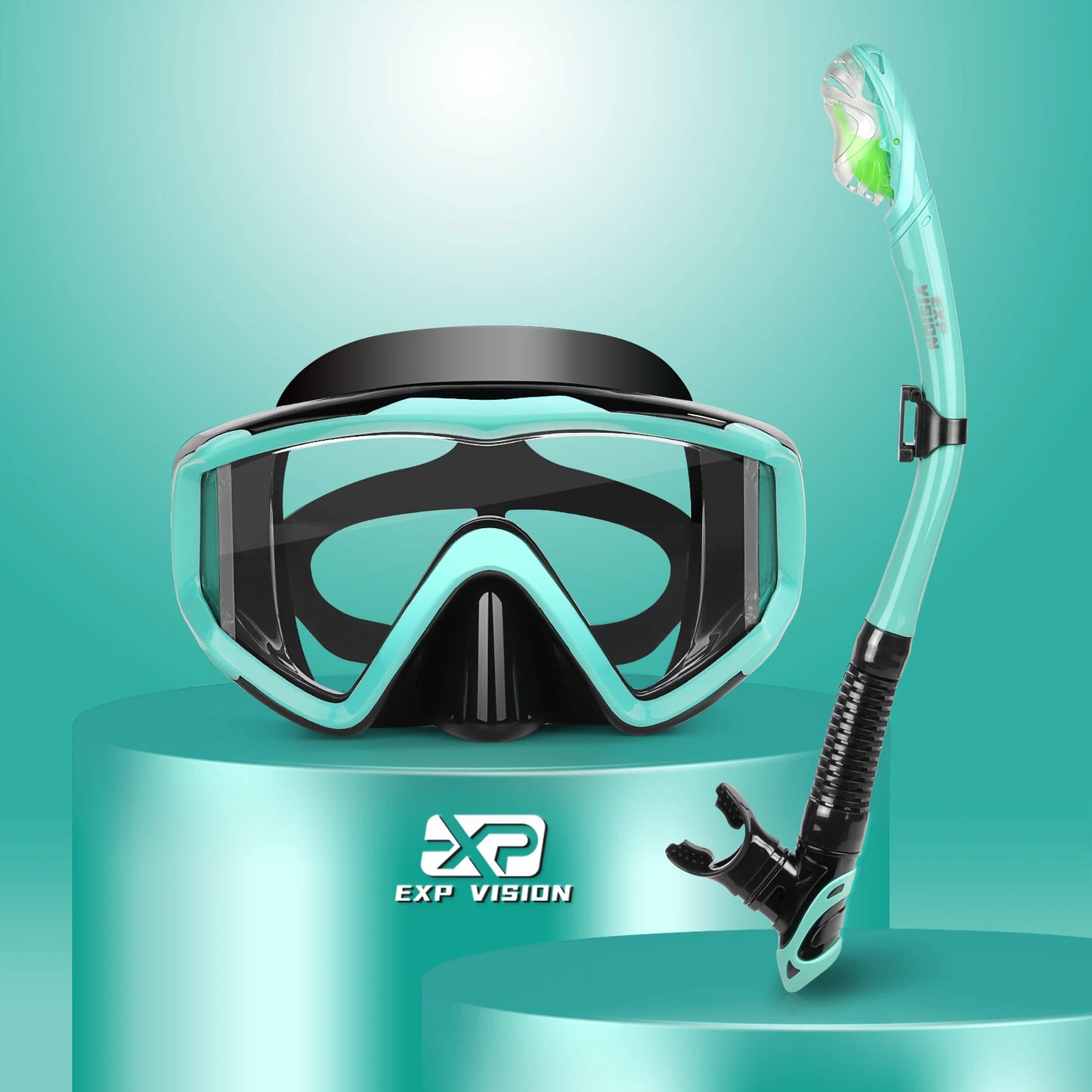 EXP VISION 3-Window Panoramic Snorkeling Mask & Dry Snorkel Set