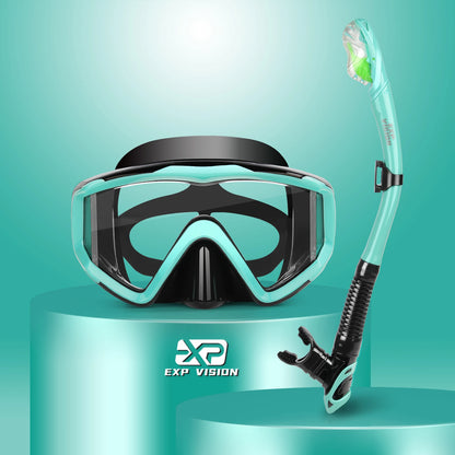 EXP VISION 3-Window Panoramic Snorkeling Mask & Dry Snorkel Set