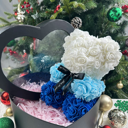 25cm Artificial Teddy Rose Flower Bear with Box