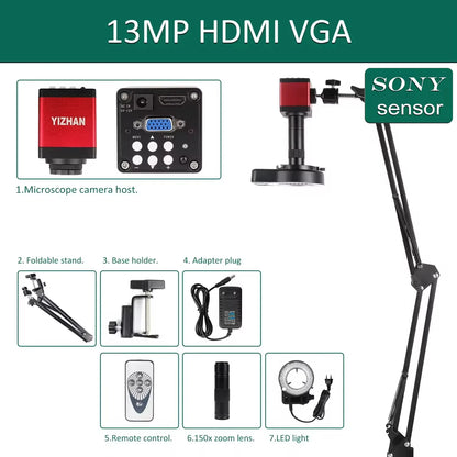 YIZHAN 48MP 4K Electronics Soldering Microscope with 1-150X Lens & HDMI/USB Camera