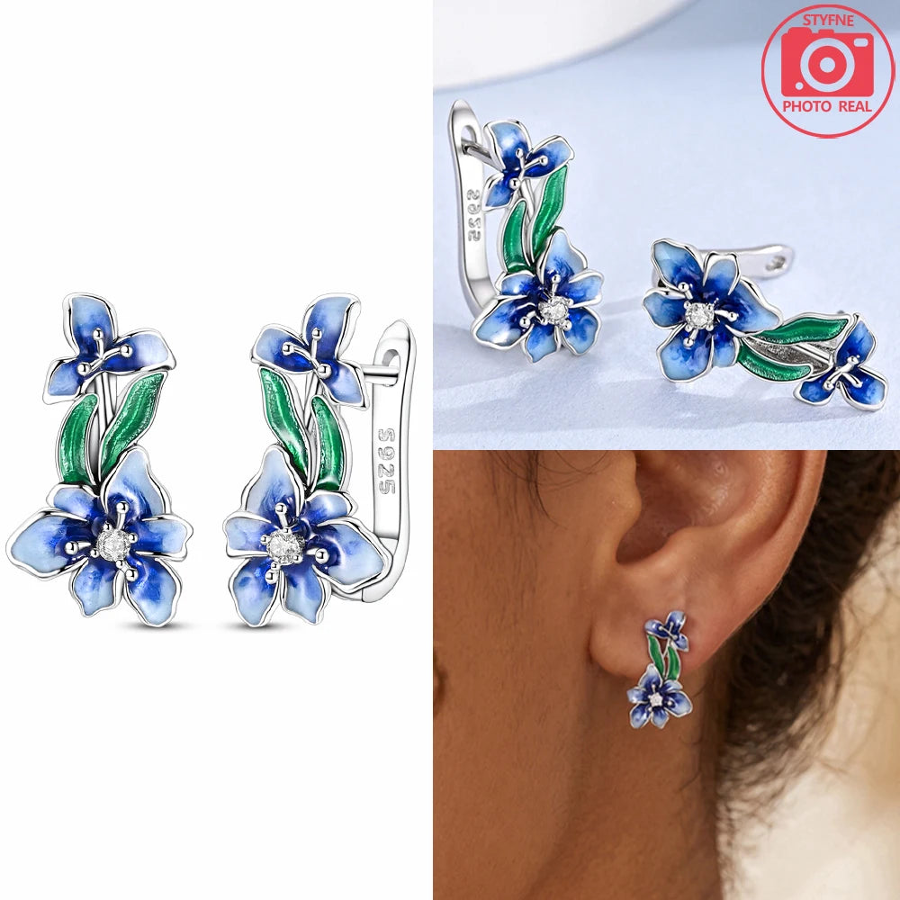 925 Sterling Silver Dancing Bee Hoop Earrings – Cute Enamel Zircon Jewelry
