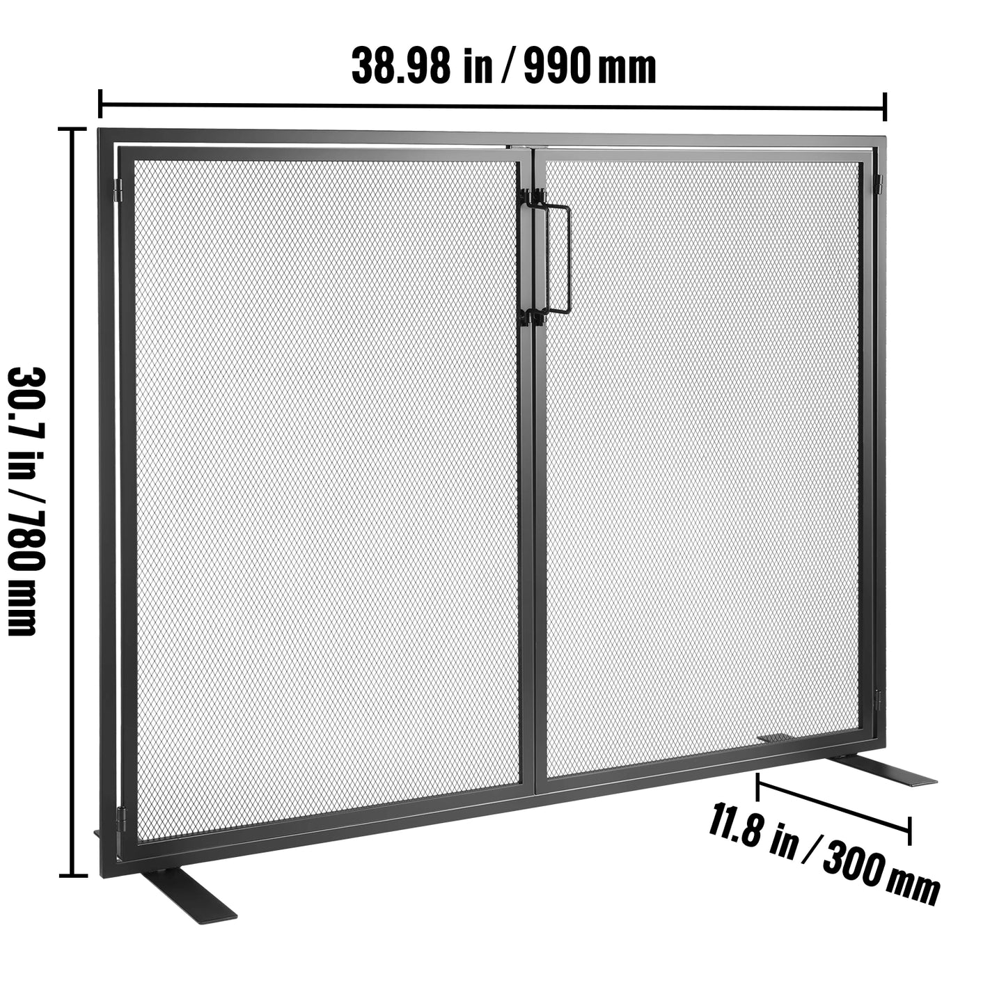 SucceBuy Fireplace Screen with Door Iron