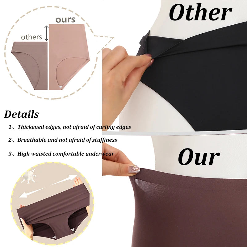 FINETOO Women’s High-Waist Seamless Briefs (5-Pack)