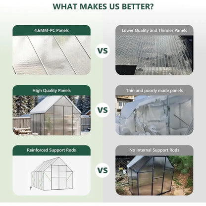 Durable Polyethylene 8x8 Walk-in Outdoor Garden Greenhouse