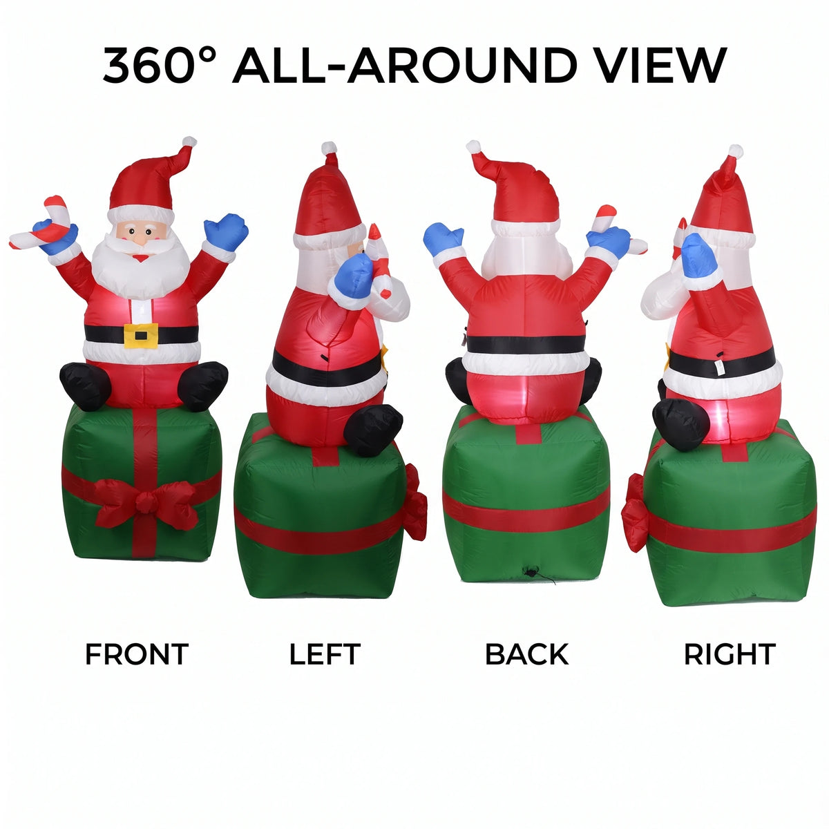 6FT Inflatable Santa Claus Sitting on Gift Box with LED Lights