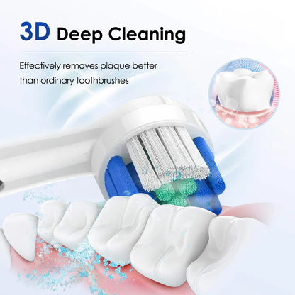 Electric Rotary Cleaning Tooth Brush With Timer & 8 Head