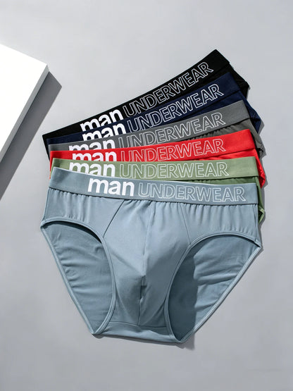 6/12 Pack Men's Letter Print Elastic Briefs
