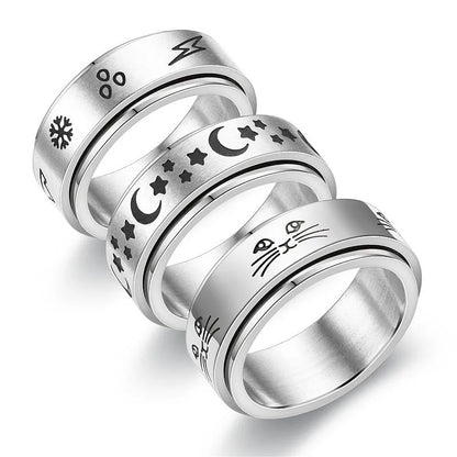 Stainless Steel Fidget Spinner Ring – Anti-Anxiety Stress Relief Band for Men & Women